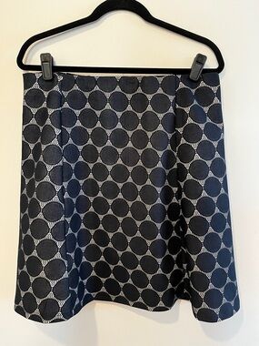 Renee C Navy Blue & White Lined Maybell Lace Skirt Size PXL